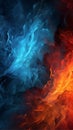 Contrasting fire and ice patterns mesmerize on a dark backdrop
