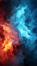 Contrasting fire and ice patterns mesmerize on a dark backdrop