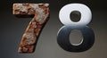 Contrasting Numbers 7 and 8: Rusty and Brushed Metal Texture Royalty Free Stock Photo