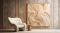 Contrasting White Chair With Organic Stone Carving Art Piece In Belgian Tripel Room
