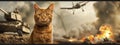 A cute cat confronts the harsh reality of war