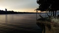 San Roque Lake dusk view in Villa Carlos Paz, Argentina. Royalty Free Stock Photo