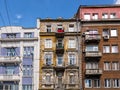 Contrasts between new renovated buildings and old dilapidated buildings in the center of Sofia Bulgaria Royalty Free Stock Photo