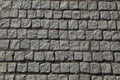 Contrasty close up filled frame background wallpaper shot of grey rough pavement bricks of a sidewalk road forming squares, Royalty Free Stock Photo