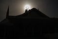 Contre-jour view Faisal Mosque in Islamabad capital of Pakistan