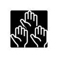 Black solid icon for Contribution, benefaction and hand