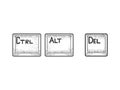 Control Alt Delete keys sketch vector illustration