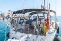 control area with the rudder of a boat in the port of porto santo stefano