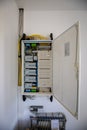 control cabinet for the electrical system of a house Royalty Free Stock Photo