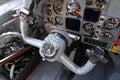 Control column of military aircraft Transall C-160 aviation cockpit Royalty Free Stock Photo