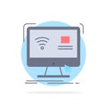 Control, computer, monitor, remote, smart Flat Color Icon Vector