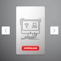 Control, computer, monitor, remote, smart Line Icon in Carousal Pagination Slider Design & Red Download Button Royalty Free Stock Photo