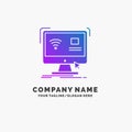 Control, computer, monitor, remote, smart Purple Business Logo Template. Place for Tagline