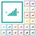 Control element flat color icons with quadrant frames