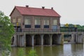 Control house for lake dam controls Royalty Free Stock Photo