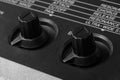 Control knobs of synthesizer close-up Royalty Free Stock Photo