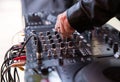 Control nobs on a sound mixing board Royalty Free Stock Photo