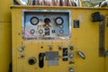 The control panel on an antique fire truck in Pomeroy, Washingto