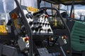 Control panel of asphalt paving machine Royalty Free Stock Photo