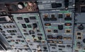 Control panel. Close up focused view of airplane cockpit Royalty Free Stock Photo