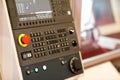 Control panel of CNC machining center close up Royalty Free Stock Photo