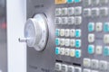 Control panel of CNC machining center. Shallow depth of field. Royalty Free Stock Photo