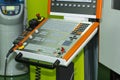 Control panel of cnc machining center at workshop Royalty Free Stock Photo