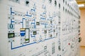 Control panel dashboard of industrial machinery or power plant, selective focus Royalty Free Stock Photo