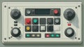 Control panel design featuring buttons, knobs, and display screen Royalty Free Stock Photo