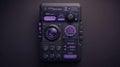 Control Panel With Digital Interface for Media Processing, Designed With Purple Accents and Various Knobs and Buttons Royalty Free Stock Photo
