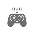 Control panel for drone, remote controller, gamepad grey icon.
