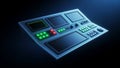 Control panel of futuristic device with touch screens buttons and light indicators Royalty Free Stock Photo
