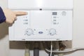 Control panel of the gas boiler for hot water and heating Royalty Free Stock Photo