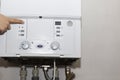 Control panel of the gas boiler for hot water and heating Royalty Free Stock Photo