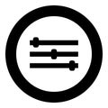 Control panel icon black color in circle Royalty Free Stock Photo