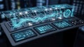 Control panel with multiple digital displays and holographic Royalty Free Stock Photo