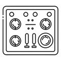 Control Panel Outline Icon with Knobs and Levers dashboard console Royalty Free Stock Photo