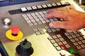 The control panel of the program of work on the control panel of the precision CNC machining center, the processing of the manufac Royalty Free Stock Photo