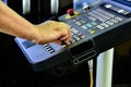 The control panel of the program of work on the control panel of the precision CNC machining center, the processing of the manufac Royalty Free Stock Photo