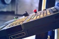 The control panel of the program of work on the control panel of the precision CNC machining center, the processing of the manufac Royalty Free Stock Photo