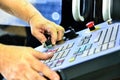 The control panel of the program of work on the control panel of the precision CNC machining center, the processing of the manufac Royalty Free Stock Photo