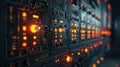 A control panel with rows of blinking buttons used to adjust the energy grid based on data collected from multiple