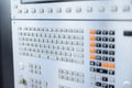 Control panel showcasing intricate buttons and keys for industrial machinery operation Royalty Free Stock Photo