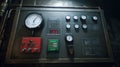 Control Panel Showcasing Various Gauges and Buttons With Digital Readouts in an Industrial Setting Royalty Free Stock Photo