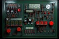 Control panel with static energy meters and circuit-breakers Royalty Free Stock Photo