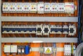 Control panel with static energy meters and circuit-breakers Royalty Free Stock Photo