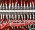 Control panel with wiring - cords old. Royalty Free Stock Photo