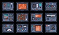 Control panels from space ship or science station Royalty Free Stock Photo