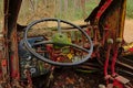 Control pannel of an old abandoned tractor in nature Royalty Free Stock Photo