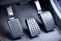 Control Pedals for Brake, Clutch, and Accelerator in Car Royalty Free Stock Photo